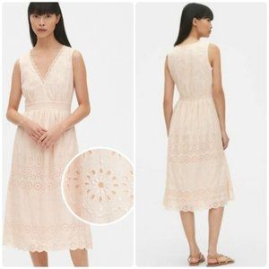 Gap Pale Pink Cotton Eyelet Midi Dress S
